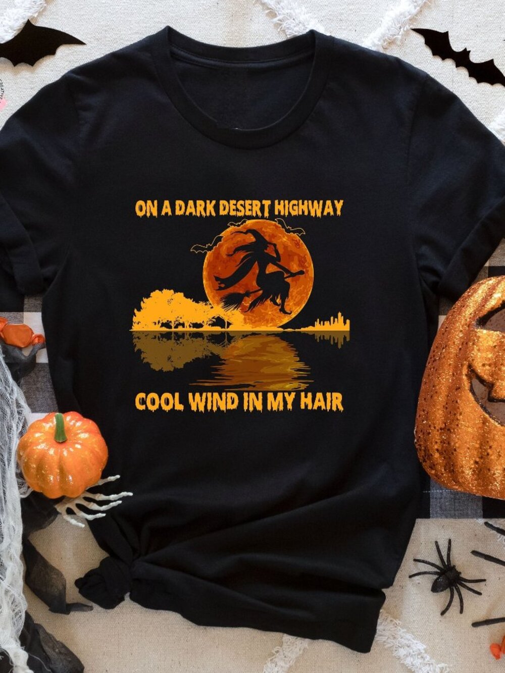 On A Dark Desert Highway Retro Shirt Halloween Trick-or-Treat Tee